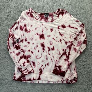 Wet Seal Shirt Womens XL Tie Burgundy Dye Top Long Sleeves‎ Lightweight